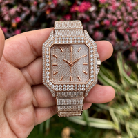 Montre mécanique de haute qualité sertie de moissanite, 40 mm, lunette sertie de diamants, résistante à l'eau, verre saphir, montre de plongée sportive pour homme