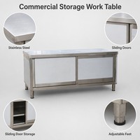Table de travail en acier inoxydable peu encombrante avec rangement sous le comptoir et structure robuste pour cuisine de restauration rapide