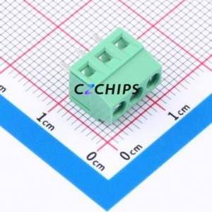 MX128L-3.5-03P-GN01-Cu-Y-A Screw Terminal Block Through hole Component (THT),P=3.5mm Connector 1x3P 3.5mm Green Through Hole - Product Image 1