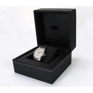 Custom Logo Black Single Watch Box Square Leather Watch Display Box with Soft <b>Cushion</b> Dustproof Watch <b>Storage</b> Box for Daily Use - Product Image 2