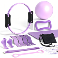Ensemble d'équipements de Pilates : Anneau de yoga, ballon, bandes de résistance, entraînement complet du corps, kit de fitness à domicile