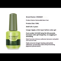 VINIMAY Gel Polish à base de résine végétale, fini mat, sans rinçage, UV & LED, couche de finition, couche de base, couche de renforcement, kit de nail art