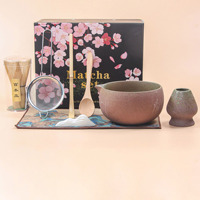 Ensemble de bols à matcha en céramique Geling Factory en gros, ensemble de fouets à matcha japonais en bambou de haute qualité en gros avec boîte cadeau
