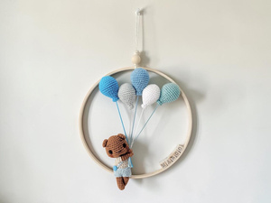 Acchiappasogni con <span class=keywords><strong>Orsetto</strong></span> all'Uncinetto e Logo Personalizzato, Decorazione per Cameretta, Giocattolo da Appendere con Palloncini - Product Image 2