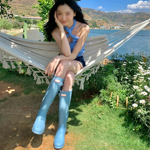 Sepatu Bot Hujan Logo Kustom untuk Wanita, Sepatu Karet Alami, Sepatu Taman Modis, Sepatu Wellington Setinggi Lutut - Product Image 6