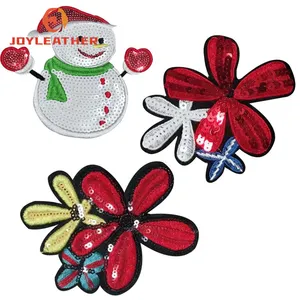 Personnalisé Noël Bonhomme De Neige Fleurs Grand 3d Brodé Flocon De Neige Paillettes Patch