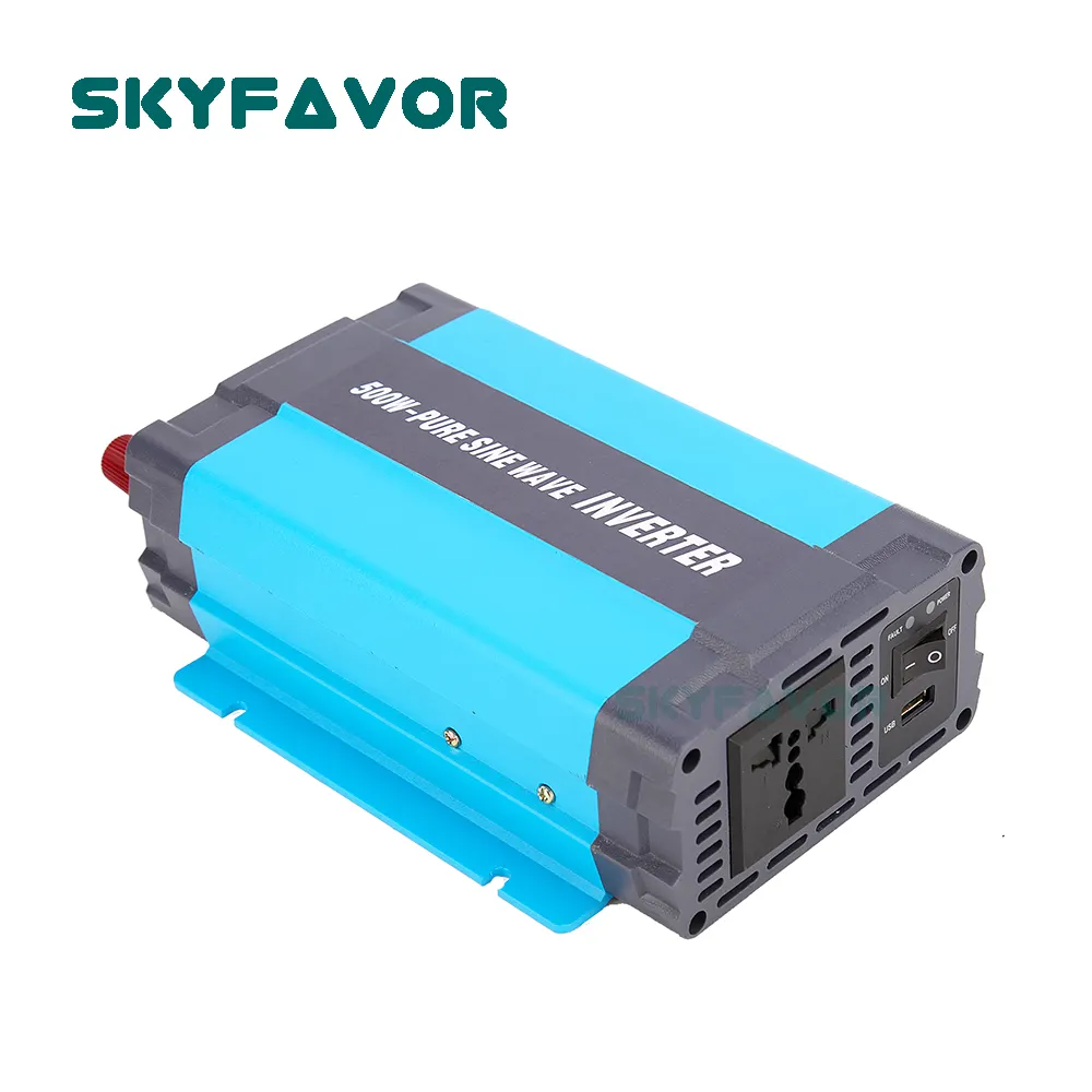 Inverter Daya 500W, inverter daya 12v 24v 48v DC ke AC 110v 230v profesional efisiensi tinggi, konverter inverter gelombang sinus murni