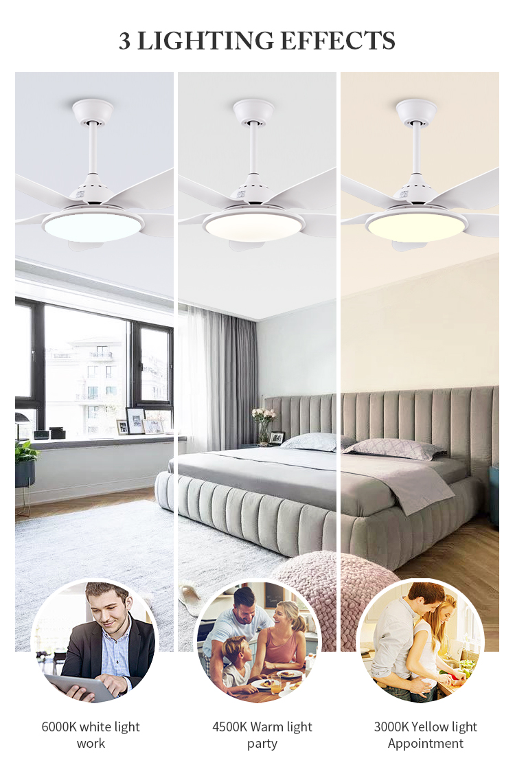 Breeze.Lux New listing decorative ceiling fan lights nature wind 5 blades remote control ceiling fan