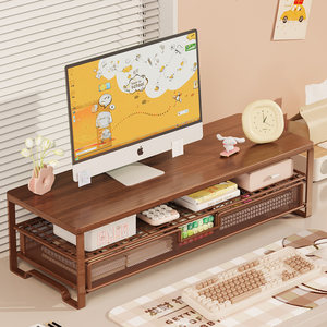<b>Computer</b> Riser Stand Monitor <b>Desk</b> Shelf With Storage Drawer Keyboard Holder Office Organizer Rectangle Standing Type 2nd Floor - Product Image 1