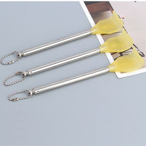Stainless Steel Telescopic Back Scratcher With Yellow Silicone Head Four Section Extendable Massage Tool For Household Use - Product Image 1