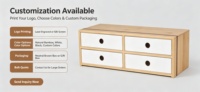 Organisateur de bureau en bambou avec 4 tiroirs, meuble de rangement de bureau, organiseur de papeterie et de maquillage pour bureau, maison, coiffeuse