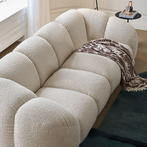 Juego de sofá Seccional de tela de estilo crema Retro francés en línea de diseñador <span class=keywords><strong>Boom</strong></span> para apartamento pequeño, sala de estar, relleno de esponja - Product Image 3