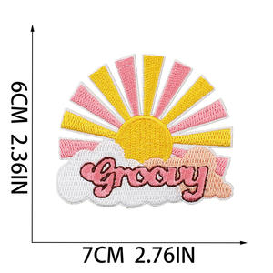 Low Moq Colorful Car Butterfly Groovy <b>Letter</b> Embroidered Applique Patch Small Size Custom Embroidery Patches Iron <b>On</b> Clothing - Product Image 2