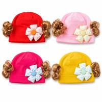 Gorro de Bebé con Pelo Rizado y Decoración de Flores, Accesorios de Fotografía para Recién Nacidos, Algodón Suave, Listo para Enviar