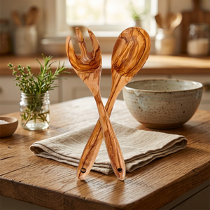 En stock al por mayor: Juego de utensilios de cocina de madera de teca, espátula de madera, cuchara y tenedores para ensalada. - Product Image 1