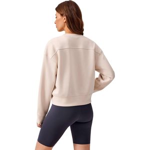 Sudadera Corta para Mujer FOXA, Manga Larga, Corte Holgado, Ligera, Cuello Redondo, Top Básico, Transpirable, Mezcla de Algodón, Tejido de Punto - Product Image 2