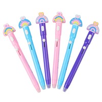 Stylo gel effaçable sensible à la chaleur O&Q, bleu noir 0,5 mm, design mignon de dessin animé pour enfants