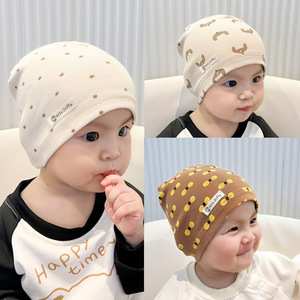 Cappello da bambino primavera autunno sottile monostrato cappello da bambino in cotone lavorato a maglia in cotone traspirante bandane etniche stampate con motivo animale dei cartoni animati - Product Image 2