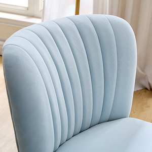 Light Blue Velvet Accent Chair with Polished Gold Finished Legs Anti-slip Feet Tufted <b>Vanity</b> Chair for <b>Bedroom</b> - Product Image 3
