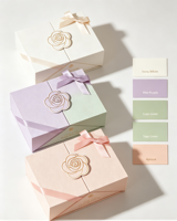 Boîte cadeau carrée biodégradable réutilisable à double ouverture, avec ruban et fermeture magnétique, logo personnalisable pour mariage