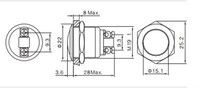 ELEWIND 19mm Étanche en acier inoxydable Tête bombée IP65 ROHS Conforme aux interrupteurs à bouton-poussoir (PM191B-10/S19mm)