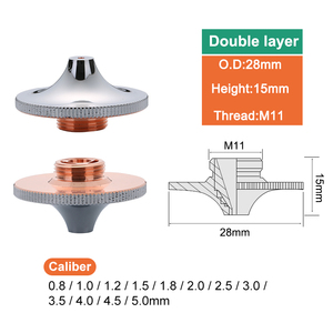 Boquilla de Corte Láser de Una Sola Capa, Rosca M11, 28 mm de Diámetro Exterior <span class=keywords><strong>Calibre</strong></span> de 0.8-5.0 mm y Altura de 15 mm para Cabezales de Corte Láser Universales - Product Image 4
