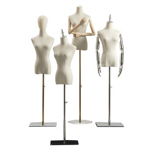 Tienda de ropa Moda <span class=keywords><strong>Dama</strong></span> Vestido de exhibición Forma Torso Modelo Mujeres Parte superior del cuerpo Lino Medio cuerpo Maniquíes femeninos con base acrílica - Product Image 1