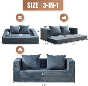 Custom ized Comfort Folding Soft Foam Doppel hund Lazy Schlafs ofa Couch Erschwing liche 3-in-1 Boden Schlafs ofa - Product Image 2