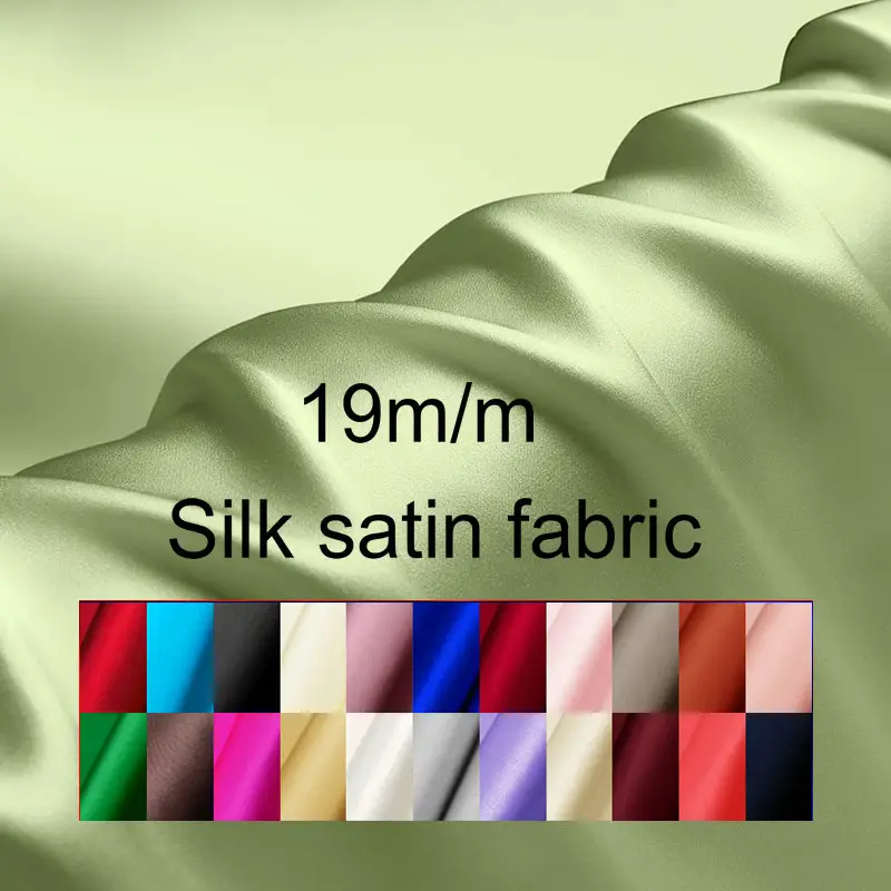 90color in stock Wholesale 19 momme Satin Solid Color 100% Natural Mulberry Silk fabric