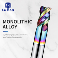 Fresa de borde corto Lucas para aluminio, de carburo, 3 filos, de extremo cuadrado, de aleación de tungsteno-cobalto, sin recubrimiento, ODM/OEM, para máquina CNC
