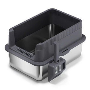 Cat <b>Litter</b> <b>Box</b> Rectangle Metal Plastic Semi Enclosed Splash Proof Extra <b>Large</b> For Cats - Product Image 2