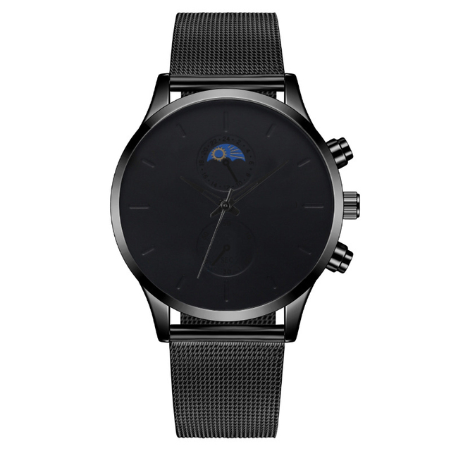 2022 Hot Selling Fashion Lunar Phase Stainless Steel Strap Alloy Case Multifunctional Quartz Watch