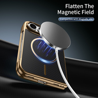 Coque pour iPhone 18 Duo, luxe léger, armure magnétique, électro-plaqué, protection PC avec protection d'écran en verre