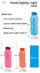 Gourde en plastique 2,0 L couleur unie avec bouchon push-pull, compatible eau bouillante, écologique, avec corde, pour sports de plein air, camping, excursions, passe au lave-vaisselle - Product Image 5