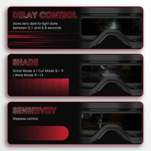 แว่นตาเชื่อมแบบปรับแสงอัตโนมัติ สีสมจริง ช่วงการปรับแสงกว้าง 4/5-9/9-13 แว่นตาเชื่อมสำหรับงานเจียร แว่นตาเชื่อมแบบ TIG MIG - Product Image 4