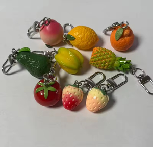 Porte-clés miniature DIY personnalisé en résine 3D, motifs fruits, légumes, bonbons, fast-food artificiel, Orange, Framboise, Raisin, pour maison de poupée et enfants - Product Image 5