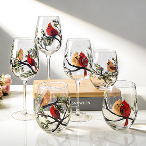 Verres à vin sans pied personnalisés avec logo coloré, <span class=keywords><strong>dessin</strong></span>és à la main, directement de l'usine, ensemble de verrerie créative pour fête - Product Image 1