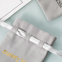 Sac en tissu à cordon personnalisé pour bijoux, pochette en velours double face 7*9cm, logo imprimé, vente en gros disponible