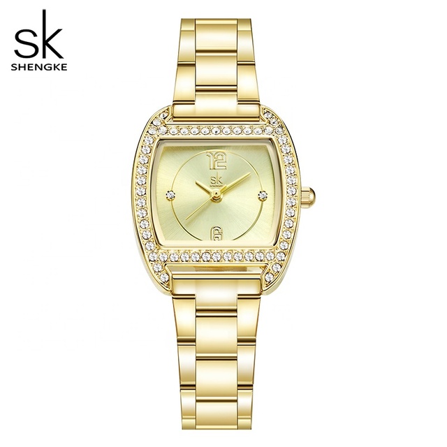 SK Luxury Crystal Watches for Women Gold/Black Color Japanese Miyota Movement Stainless Steel Band Wholesale Price