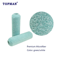 Rouleau de peinture en microfibre à poils longs blancs et verts de qualité supérieure, 9 pouces, pour usage industriel/DIY, compatible OEM, marque TOPMAN
