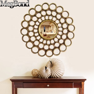 Espejo de pared redondo tallado en oro antiguo Diseño Art <span class=keywords><strong>Deco</strong></span> moderno con círculos hechos a mano hechos de plástico - Product Image 2