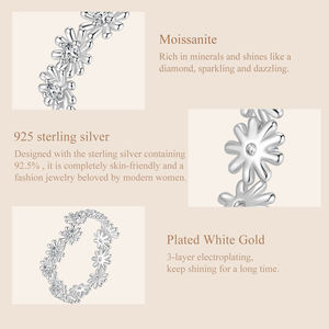 Anello Daisy Moissanite 925 in argento Sterling da donna gioielli di fidanzamento per matrimonio <span class=keywords><strong>con</strong></span> certificato GRA per regalo - Product Image 6