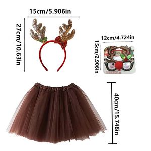 Disfraz de Reno para niñas PESENAR con disfraz de diadema de asta tutú, vestido de Animal para Halloween Navidad <span class=keywords><strong>Safari</strong></span> cumpleaños - Product Image 2