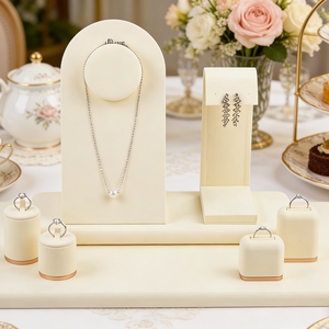 Wholesale White/Customized PU Leather Luxury OEM Customized Jewellery Cabinet Display Necklace <b>Earring</b> Bracelet - Product Image 3
