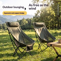 Chaise pliante papillon tactique d'extérieur en acier au carbone, style glamping, dossier haut, portable pour le camping, le pique-nique, la plage et la pêche