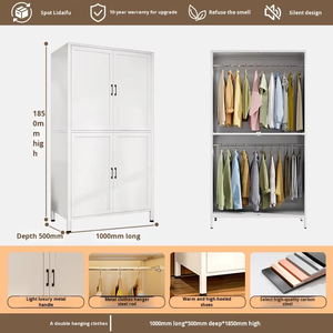 <span class=keywords><strong>Armario</strong></span> de acero moderno Gabinete de almacenamiento grande Diseño de ahorro de espacio multifuncional para el hogar Dormitorio Guardarropa Casa de alquiler - Product Image 6