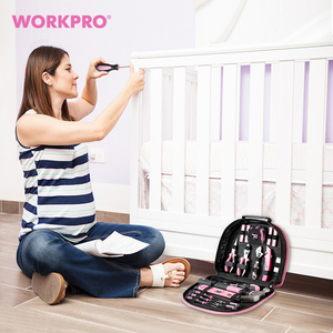 WORKPRO 103pcs Hand <strong>Tool</strong> <strong>Set</strong> with Easy Carrying Round Pouch <strong>Pink</strong> Lady <strong>Tool</strong> Kit <strong>Set</strong> - Product Image 6