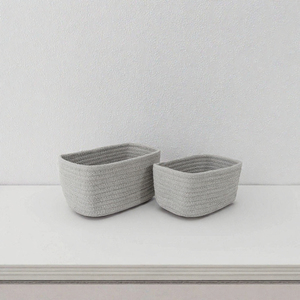 <b>Foldable</b> Cotton Rope Storage <b>Basket</b> Woven Organizer Bin Oval Shelf Closet Nursery Bathroom Toy Container - Product Image 3