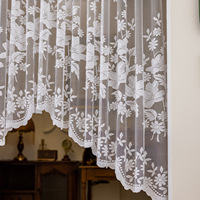 Rideau court de cuisine en dentelle blanche française, jacquard floral, pour fenêtre plate, décoration intérieure