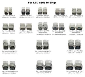 Conectores de tira LED de 2 pines, 3 pines, 4 pines, 5 pines, cable hembra macho de 8mm, 10mm, 12mm, conectores rápidos - Product Image 5
